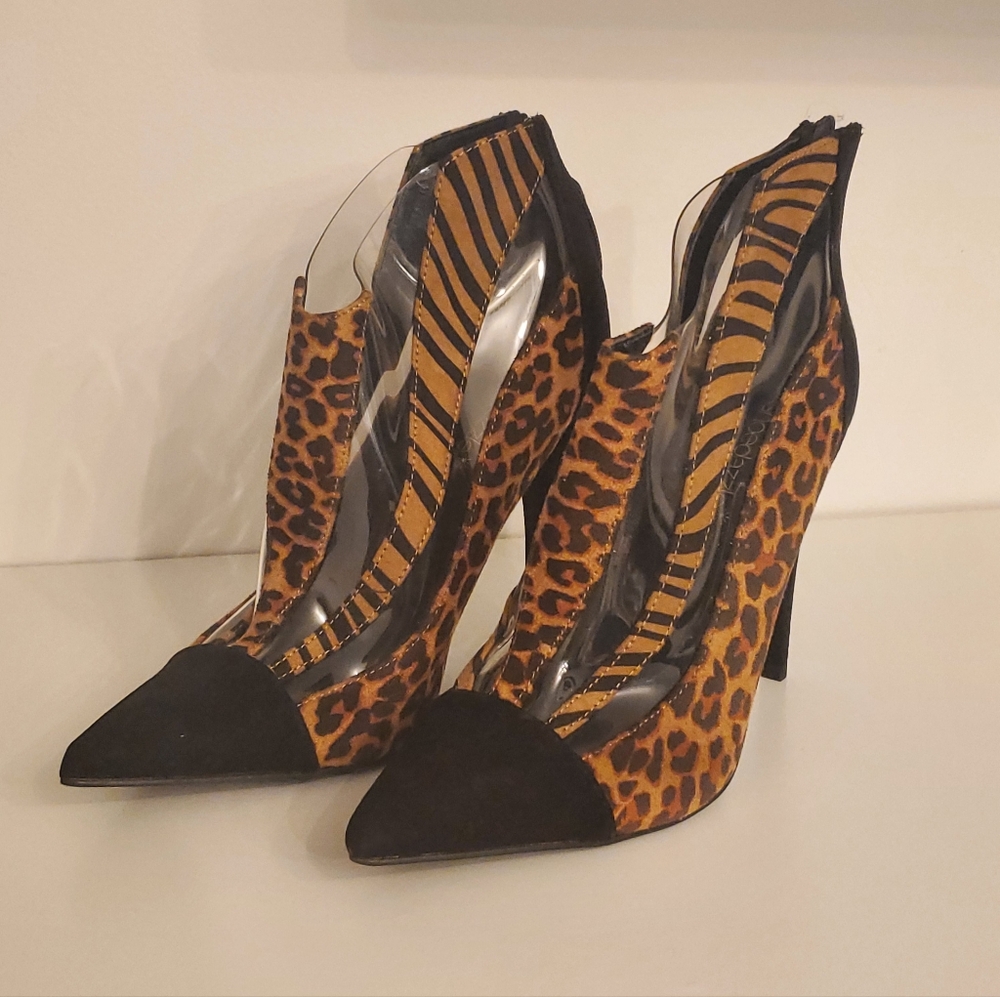 Exotic Animal Print Ankle Bootie Heels